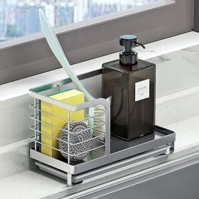 Countertop Dish Soap Holder, Kitchen Sink Caddy Organizer,Sponge Holder for Sink, Stainless Steel Sponge Soap Brush