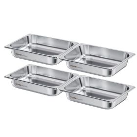 VEVOR 4 Pack Stainless Steam Hotel Pan, 1/2 Size Table Steam Pan
