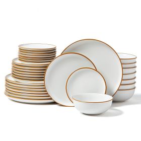 VEVOR Dinnerware Set, Service for 8 (32 PCS), Round Plates and Bowls Sets, Scratch Resistant Ceramic Dinner Ware